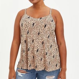 Torrid 1X 4X Cami Tank Top Stretch Tee T-Shirt Leopard Lightning Bolt Swing Plus